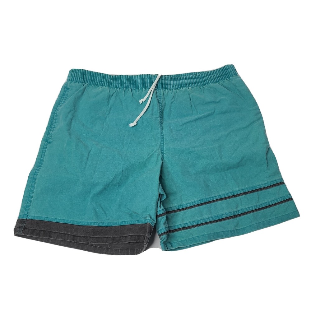 Vtg Fast Breakers Med Surfer Swim Trunks Shorts 90s Board Shorts Teal/Gray Lined